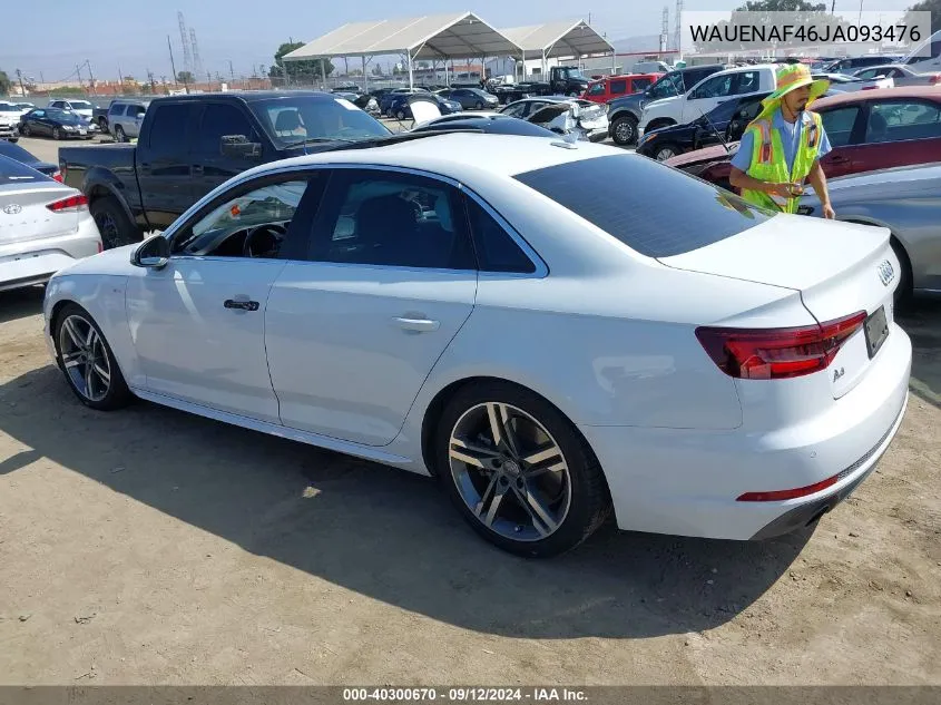 2018 Audi A4 Premium Plus VIN: WAUENAF46JA093476 Lot: 40300670