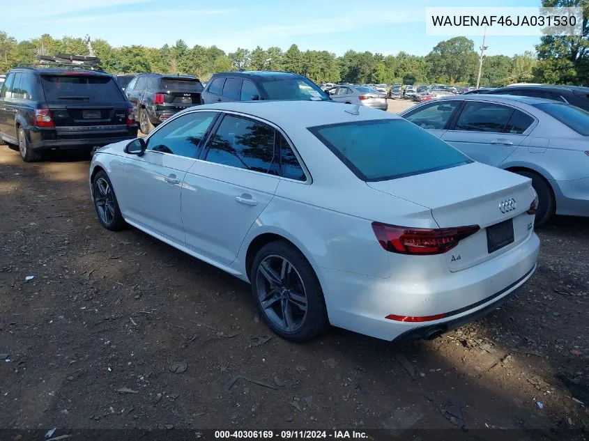 2018 Audi A4 Premium Plus VIN: WAUENAF46JA031530 Lot: 40306169