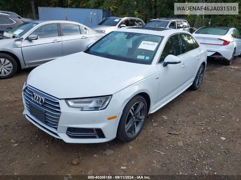 2018 Audi A4 Premium Plus VIN: WAUENAF46JA031530 Lot: 40306169