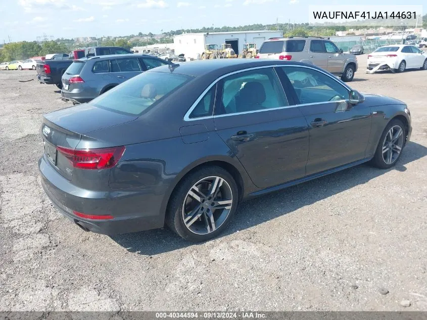 2018 Audi A4 2.0T Premium VIN: WAUFNAF41JA144631 Lot: 40344594