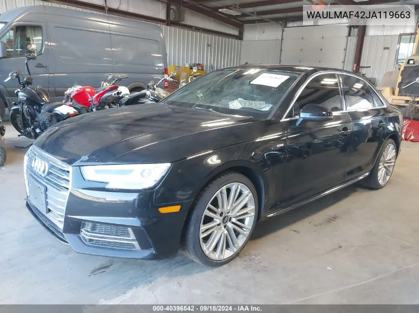 2018 Audi A4 2.0T Tech Ultra Premium/2.0T Ultra Premium VIN: WAULMAF42JA119663 Lot: 40396542