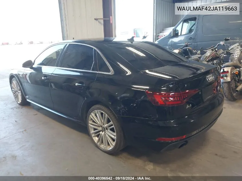 2018 Audi A4 2.0T Tech Ultra Premium/2.0T Ultra Premium VIN: WAULMAF42JA119663 Lot: 40396542