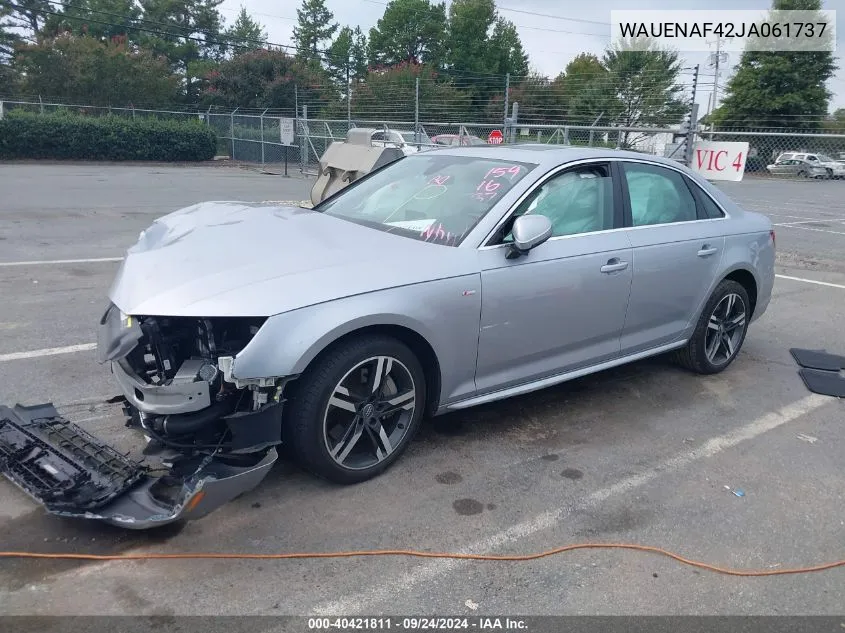 WAUENAF42JA061737 2018 Audi A4 Premium Plus