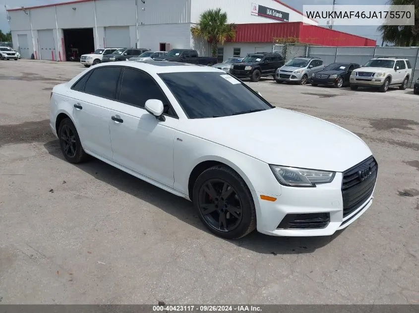 2018 Audi A4 Premium VIN: WAUKMAF46JA175570 Lot: 40423117