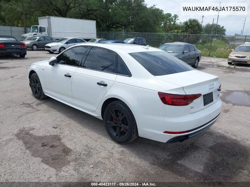 2018 Audi A4 Premium VIN: WAUKMAF46JA175570 Lot: 40423117