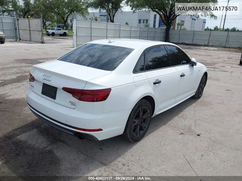 2018 Audi A4 Premium VIN: WAUKMAF46JA175570 Lot: 40423117