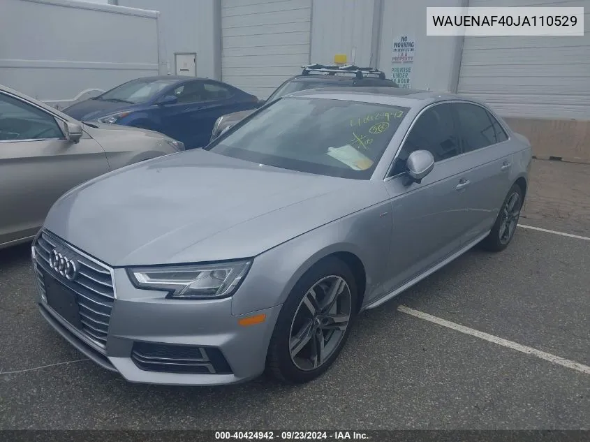 2018 Audi A4 VIN: WAUENAF40JA110529 Lot: 40424942