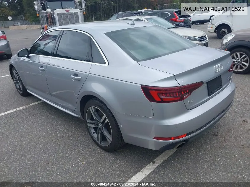 2018 Audi A4 VIN: WAUENAF40JA110529 Lot: 40424942