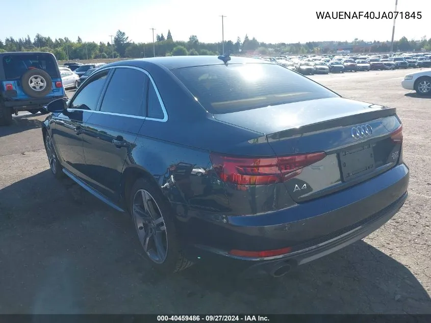 WAUENAF40JA071845 2018 Audi A4 2.0T Premium/2.0T Tech Premium