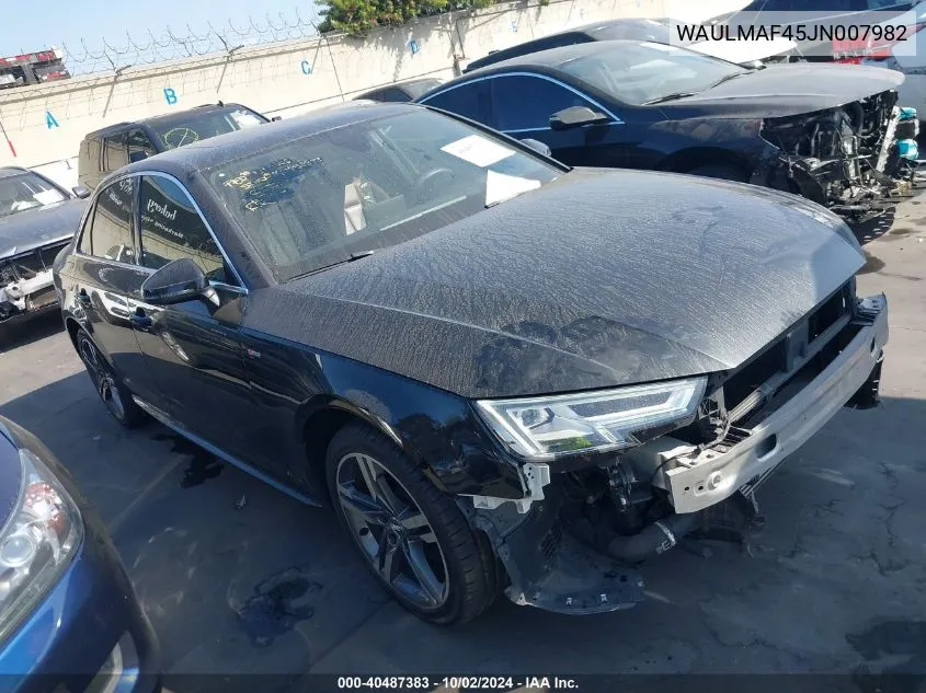 2018 Audi A4 Premium Plus VIN: WAULMAF45JN007982 Lot: 40487383