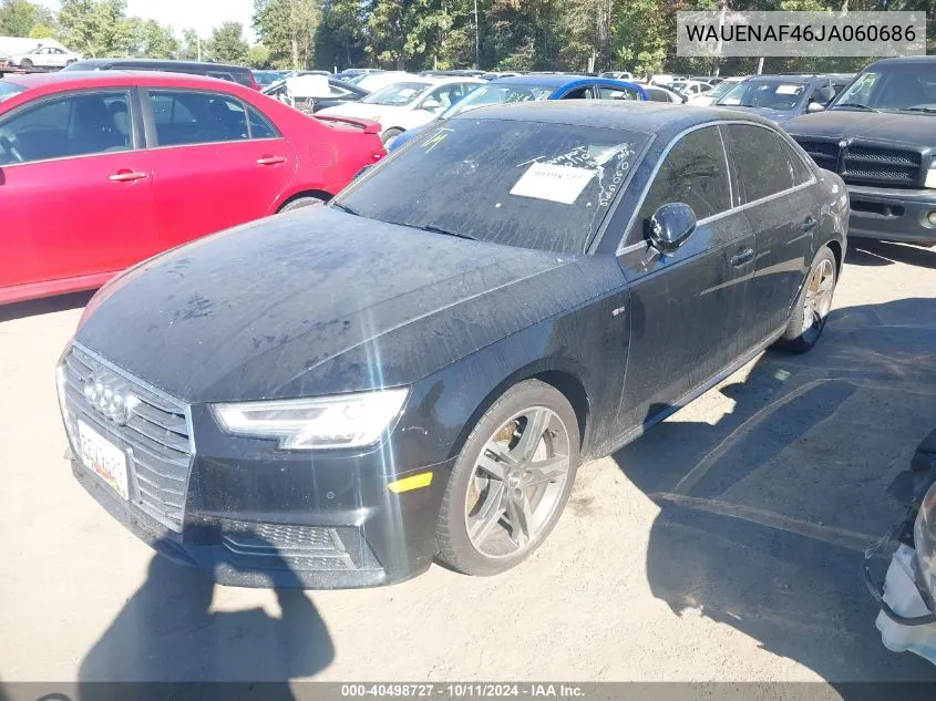 2018 Audi A4 2.0T Premium/2.0T Tech Premium VIN: WAUENAF46JA060686 Lot: 40498727