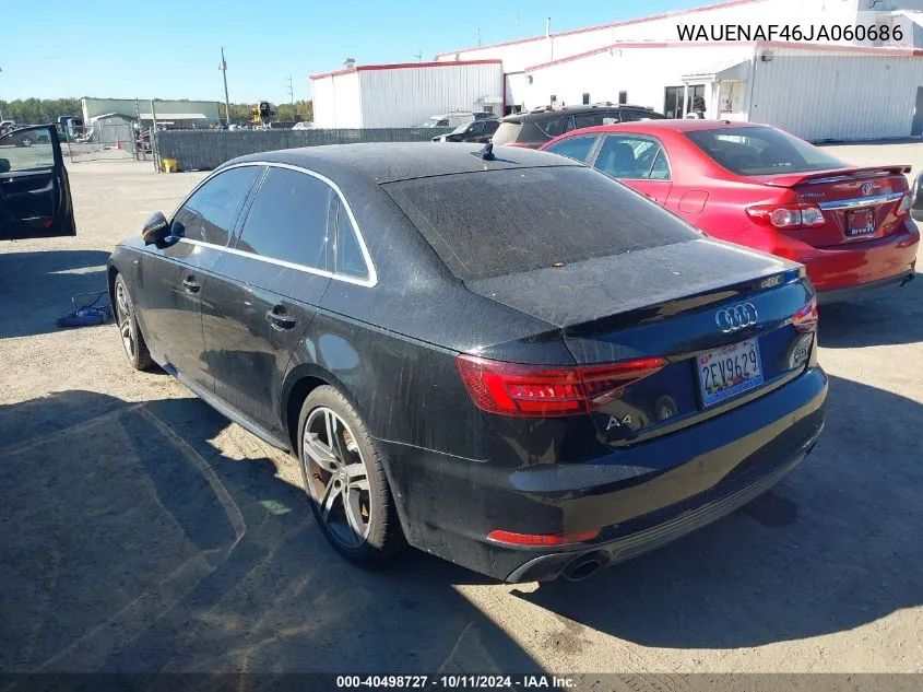 2018 Audi A4 2.0T Premium/2.0T Tech Premium VIN: WAUENAF46JA060686 Lot: 40498727