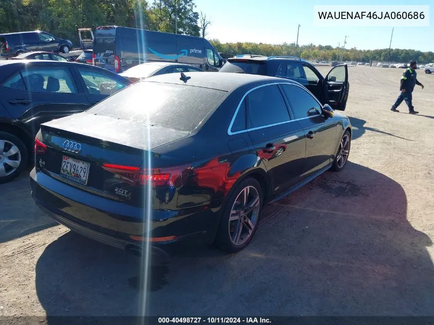 2018 Audi A4 2.0T Premium/2.0T Tech Premium VIN: WAUENAF46JA060686 Lot: 40498727