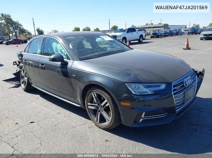 2018 Audi A4 2.0T Tech Premium VIN: WAUENAF47JA201569 Lot: 40508612