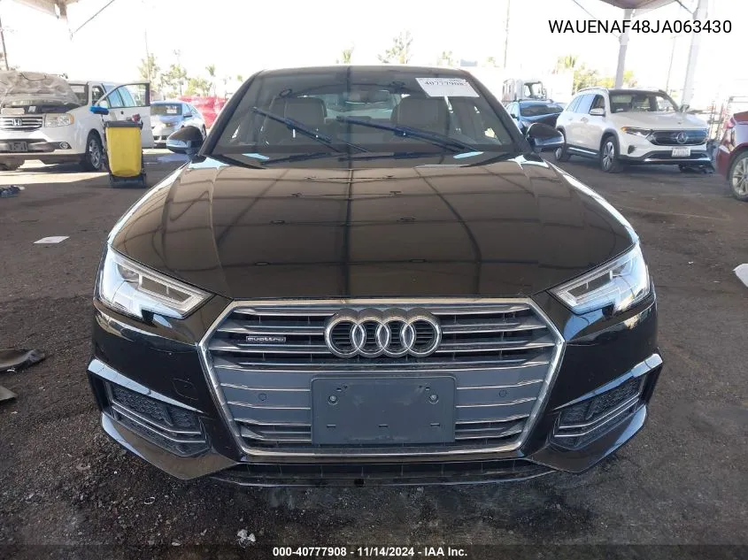 2018 Audi A4 2.0T Premium/2.0T Tech Premium VIN: WAUENAF48JA063430 Lot: 40777908