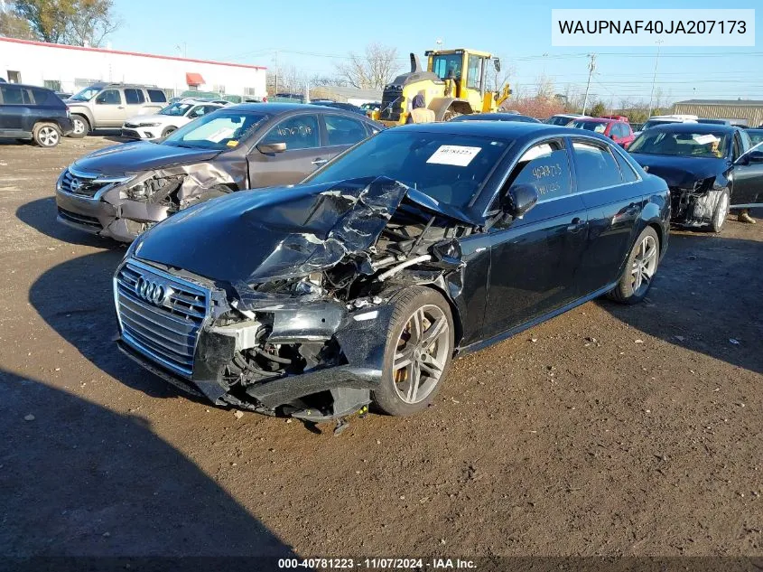 2018 Audi A4 2.0T Premium/2.0T Tech Premium VIN: WAUPNAF40JA207173 Lot: 40781223