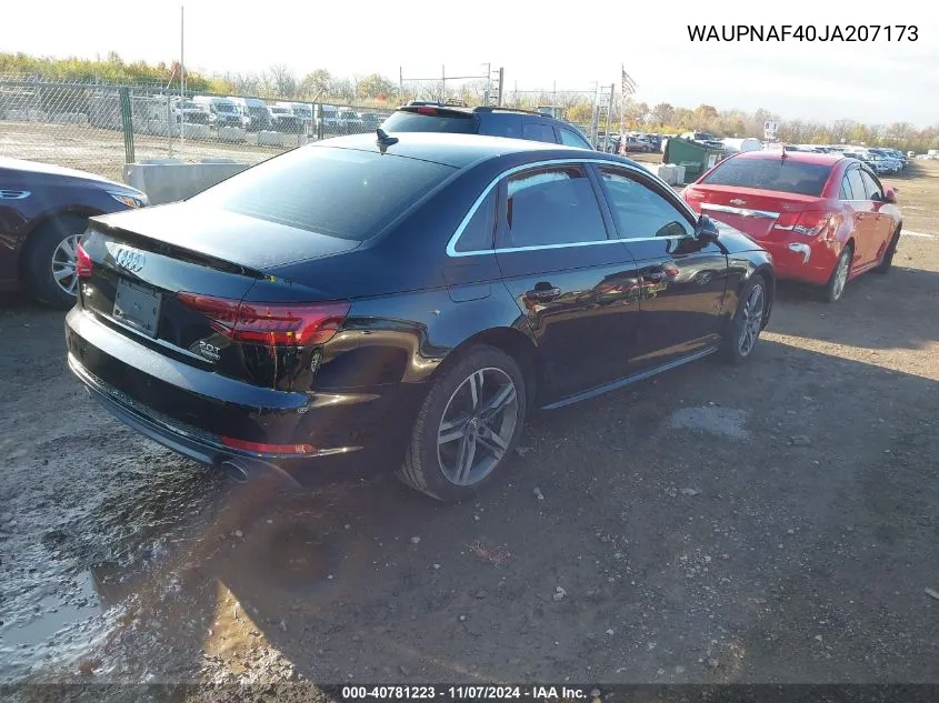 2018 Audi A4 2.0T Premium/2.0T Tech Premium VIN: WAUPNAF40JA207173 Lot: 40781223