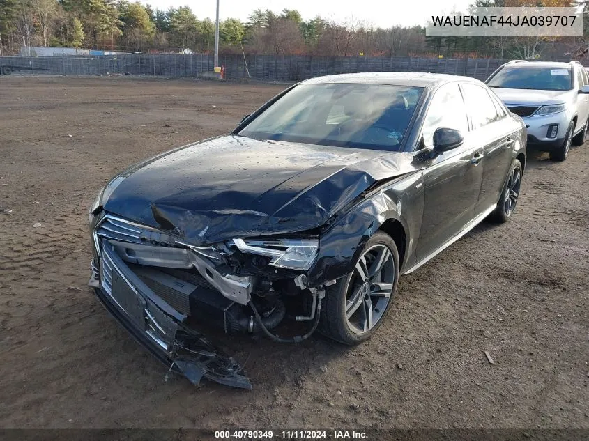 2018 Audi A4 2.0T Premium/2.0T Tech Premium VIN: WAUENAF44JA039707 Lot: 40790349