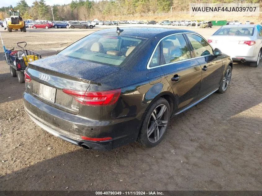 2018 Audi A4 2.0T Premium/2.0T Tech Premium VIN: WAUENAF44JA039707 Lot: 40790349