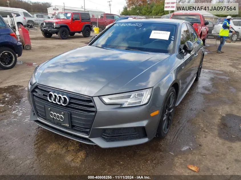 2018 Audi A4 2.0T Premium/2.0T Tech Premium VIN: WAUENAF41JA097564 Lot: 40805255