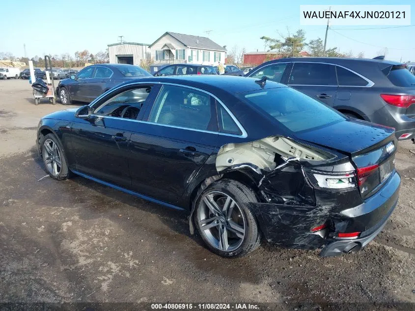 2018 Audi A4 2.0T Premium VIN: WAUENAF4XJN020121 Lot: 40806915