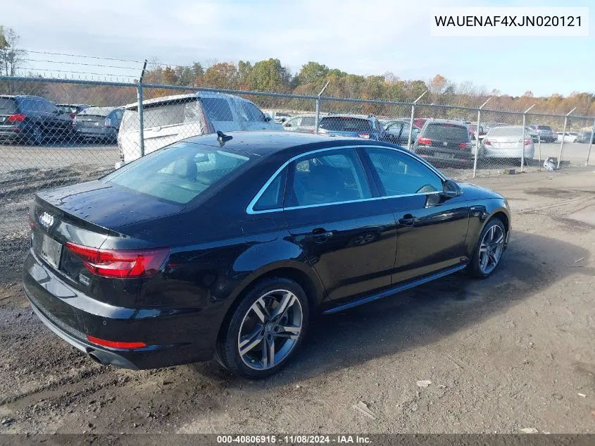 2018 Audi A4 2.0T Premium VIN: WAUENAF4XJN020121 Lot: 40806915