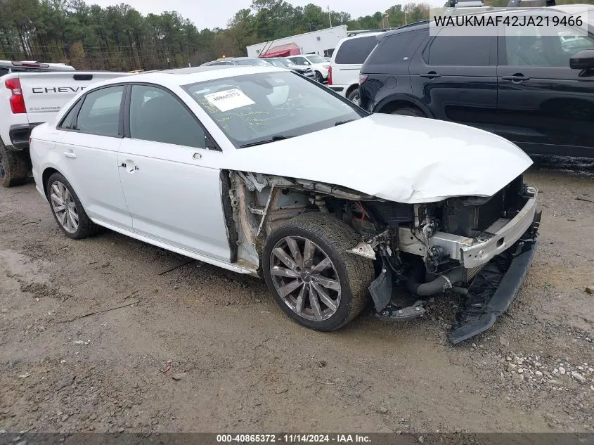 2018 Audi A4 2.0T Tech Ultra Premium/2.0T Ultra Premium VIN: WAUKMAF42JA219466 Lot: 40865372