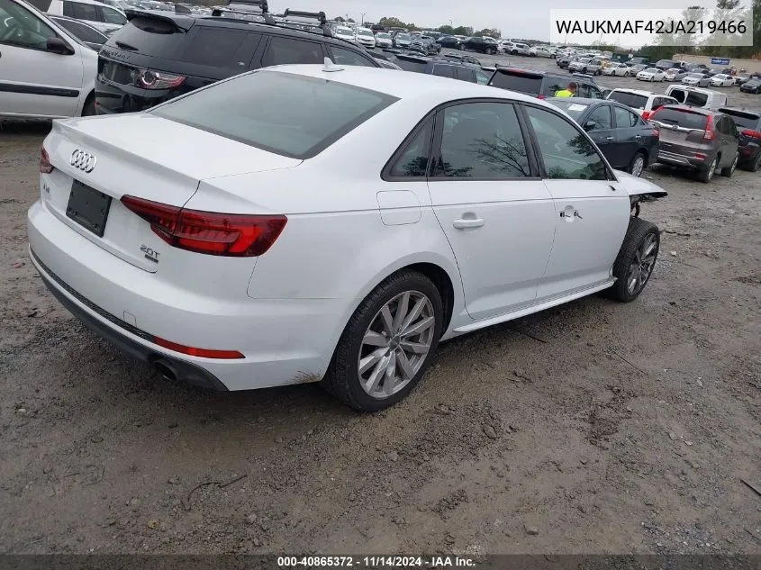 2018 Audi A4 2.0T Tech Ultra Premium/2.0T Ultra Premium VIN: WAUKMAF42JA219466 Lot: 40865372