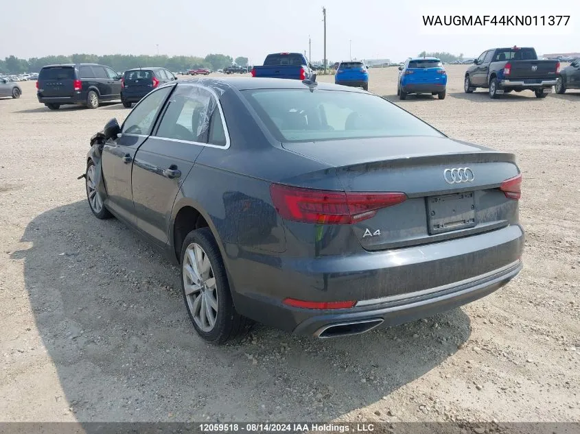 WAUGMAF44KN011377 2019 Audi A4 Premium/Titanium