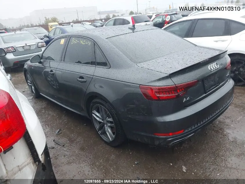 WAUFNAF4XKN010310 2019 Audi A4 Sedan