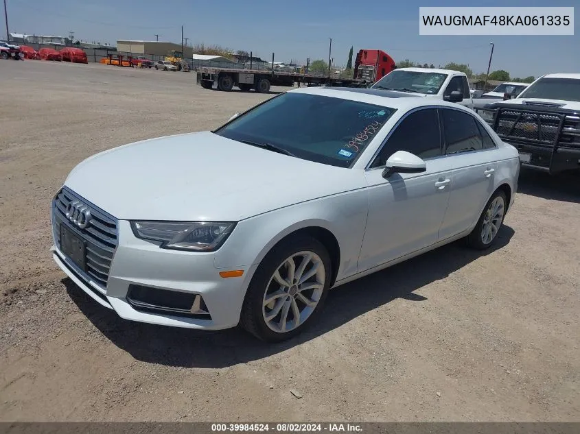 2019 Audi A4 40 Premium/40 Titanium Premium VIN: WAUGMAF48KA061335 Lot: 39984524