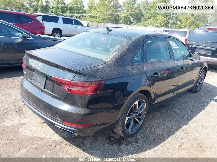 WAUGMAF47KN020364 2019 Audi A4 40 Premium/40 Titanium Premium