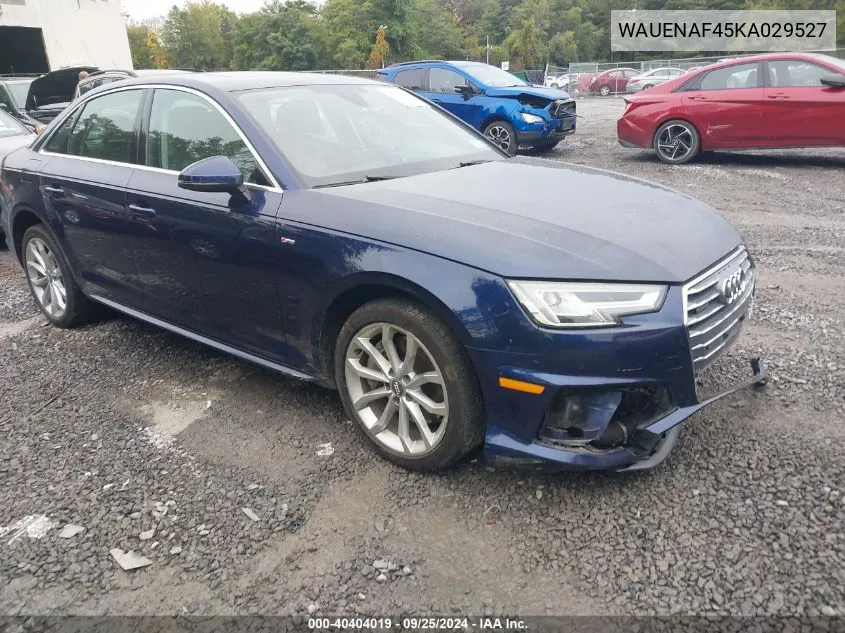 2019 Audi A4 45 Premium VIN: WAUENAF45KA029527 Lot: 40404019