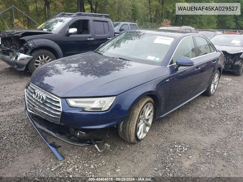 2019 Audi A4 45 Premium VIN: WAUENAF45KA029527 Lot: 40404019