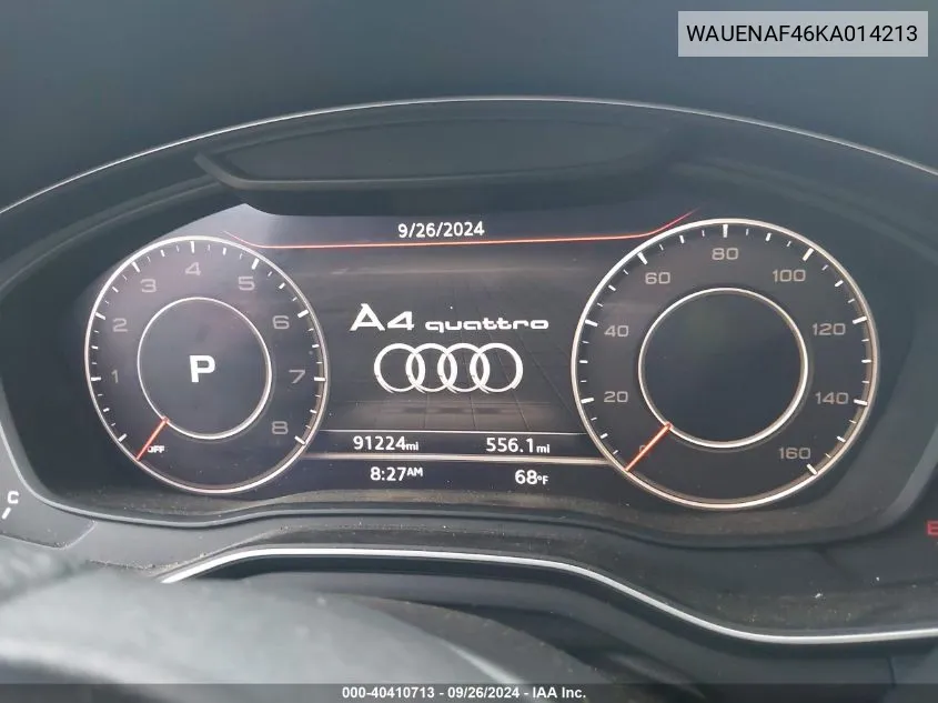 2019 Audi A4 Premium Plus VIN: WAUENAF46KA014213 Lot: 40410713