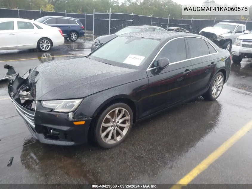 2019 Audi A4 40 Premium/40 Titanium Premium VIN: WAUGMAF41KA060575 Lot: 40429669