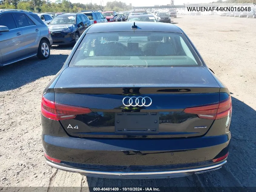 2019 Audi A4 45 Premium VIN: WAUENAF44KN016048 Lot: 40481409