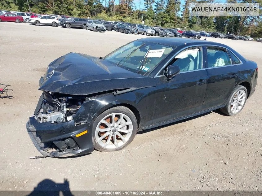 2019 Audi A4 45 Premium VIN: WAUENAF44KN016048 Lot: 40481409