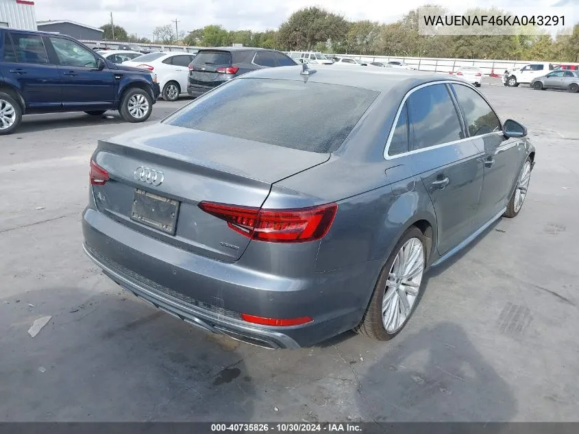 2019 Audi A4 45 Premium VIN: WAUENAF46KA043291 Lot: 40735826