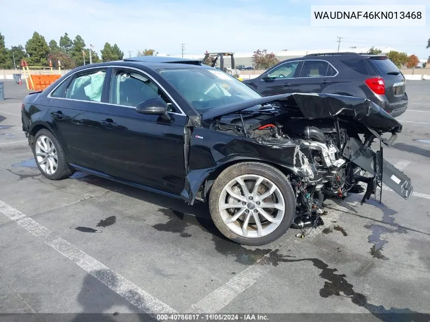 2019 Audi A4 45 Premium VIN: WAUDNAF46KN013468 Lot: 40786817