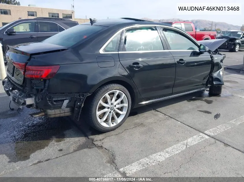 2019 Audi A4 45 Premium VIN: WAUDNAF46KN013468 Lot: 40786817