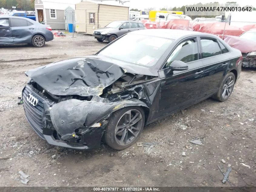 2019 Audi A4 40 Premium/40 Titanium Premium VIN: WAUGMAF47KN013642 Lot: 40797977