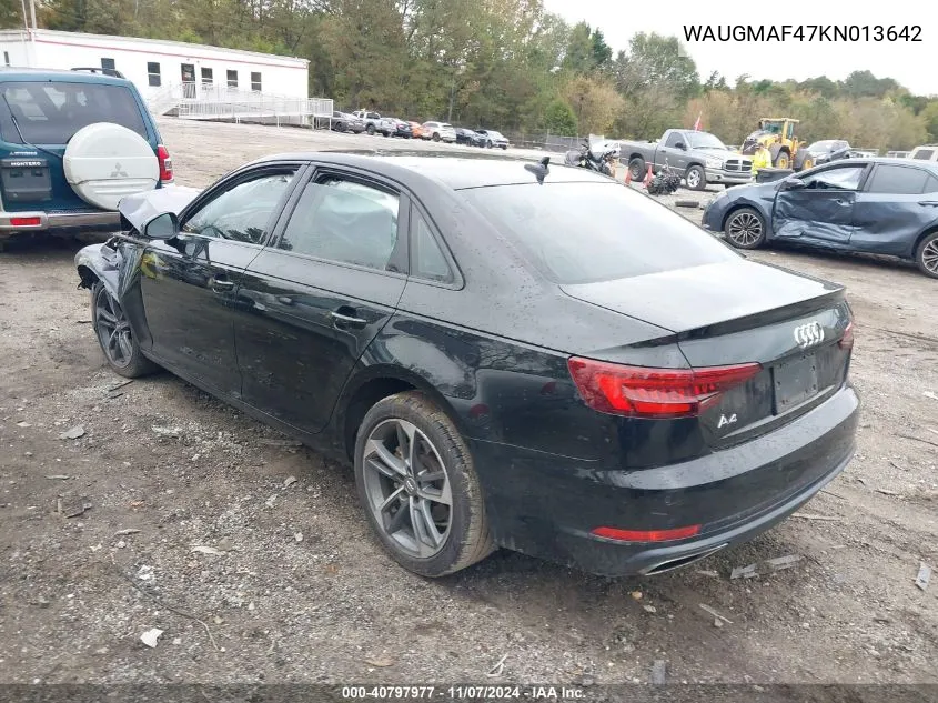 2019 Audi A4 40 Premium/40 Titanium Premium VIN: WAUGMAF47KN013642 Lot: 40797977