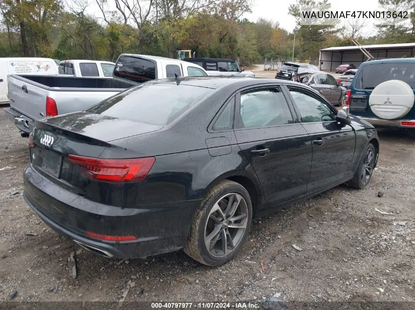 2019 Audi A4 40 Premium/40 Titanium Premium VIN: WAUGMAF47KN013642 Lot: 40797977