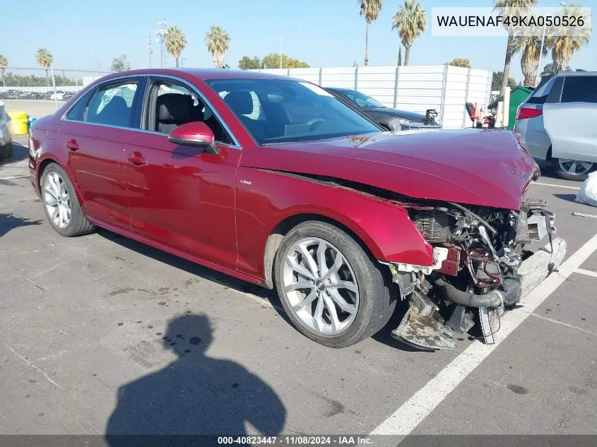 2019 Audi A4 45 Premium VIN: WAUENAF49KA050526 Lot: 40823447