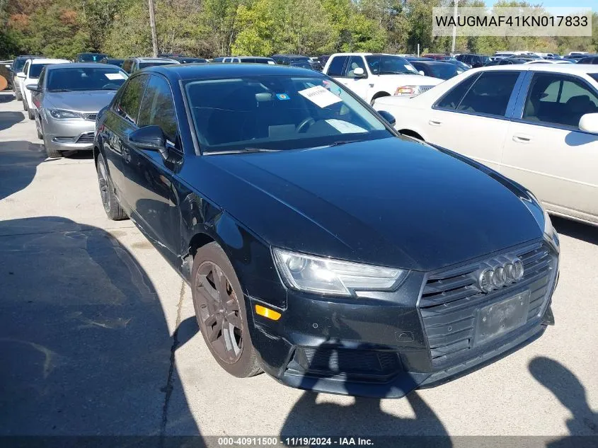 2019 Audi A4 40 Premium/40 Titanium Premium VIN: WAUGMAF41KN017833 Lot: 40911500