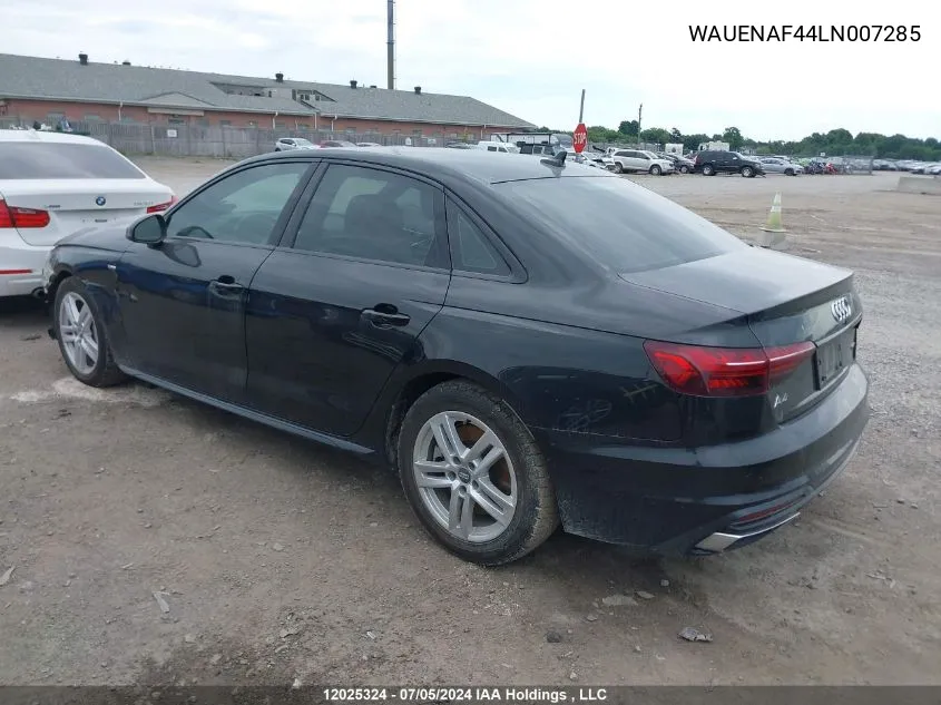 2020 Audi A4 Premium Plus VIN: WAUENAF44LN007285 Lot: 12025324