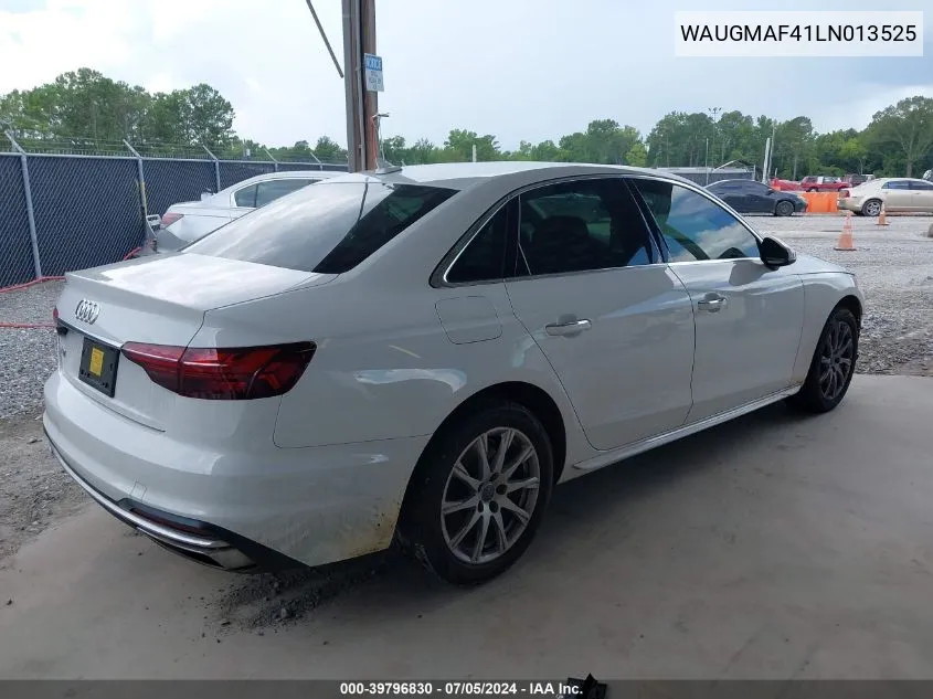 2020 Audi A4 Premium 40 Tfsi Front-Wheel Drive S Tronic VIN: WAUGMAF41LN013525 Lot: 39796830