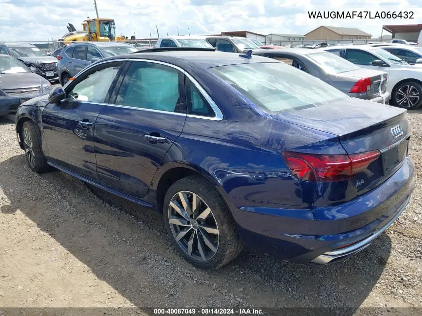 2020 Audi A4 Premium 40 Tfsi Front-Wheel Drive S Tronic VIN: WAUGMAF47LA066432 Lot: 40087049