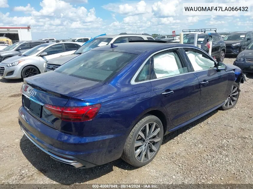 2020 Audi A4 Premium 40 Tfsi Front-Wheel Drive S Tronic VIN: WAUGMAF47LA066432 Lot: 40087049